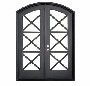 Exterior Wrought Iron Double Entry Door with Double Operable Insulation Glass, HAD23HAD2345