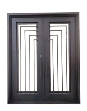 Copy of 76”x 96" Modern Wrought Iron Double Entry Door with  High-impact Double Operable Insulation Glass, HAD2348
