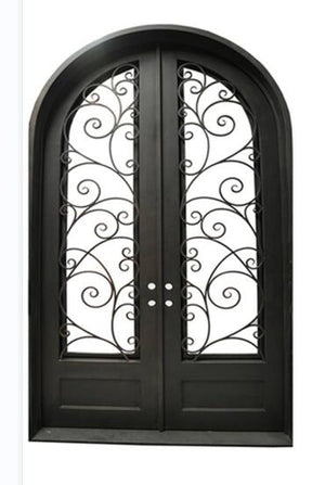 72"x96" Exterior Wrought Iron Double Entry Door with Double Operable Insulation Glass, HRDD601
