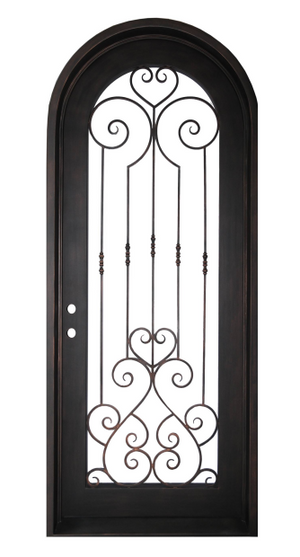 36"x96" Exterior Wrought Iron Single Entry Door with Double Operable Insulation Glass, Top-rated, HRSD90101