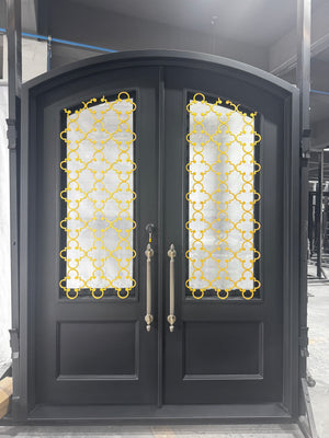 Exterior Wrought Iron Double Entry Door with Double Operable Insulation Glass, HAD2505-18