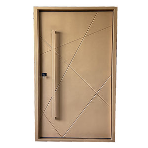 59"x 96" Modern Villa Front Entry Flat Door Safety Explosion-proof Steel Pivot Door, Top-rated, GPD001
