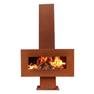 Outdoor Freestanding Weathering Rusty Corten Steel Fireplace, HCF-003