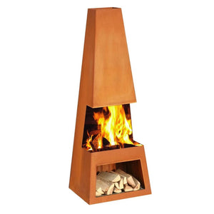 Outdoor Freestanding Weathering Rusty Corten Steel Fireplace, HCF-004