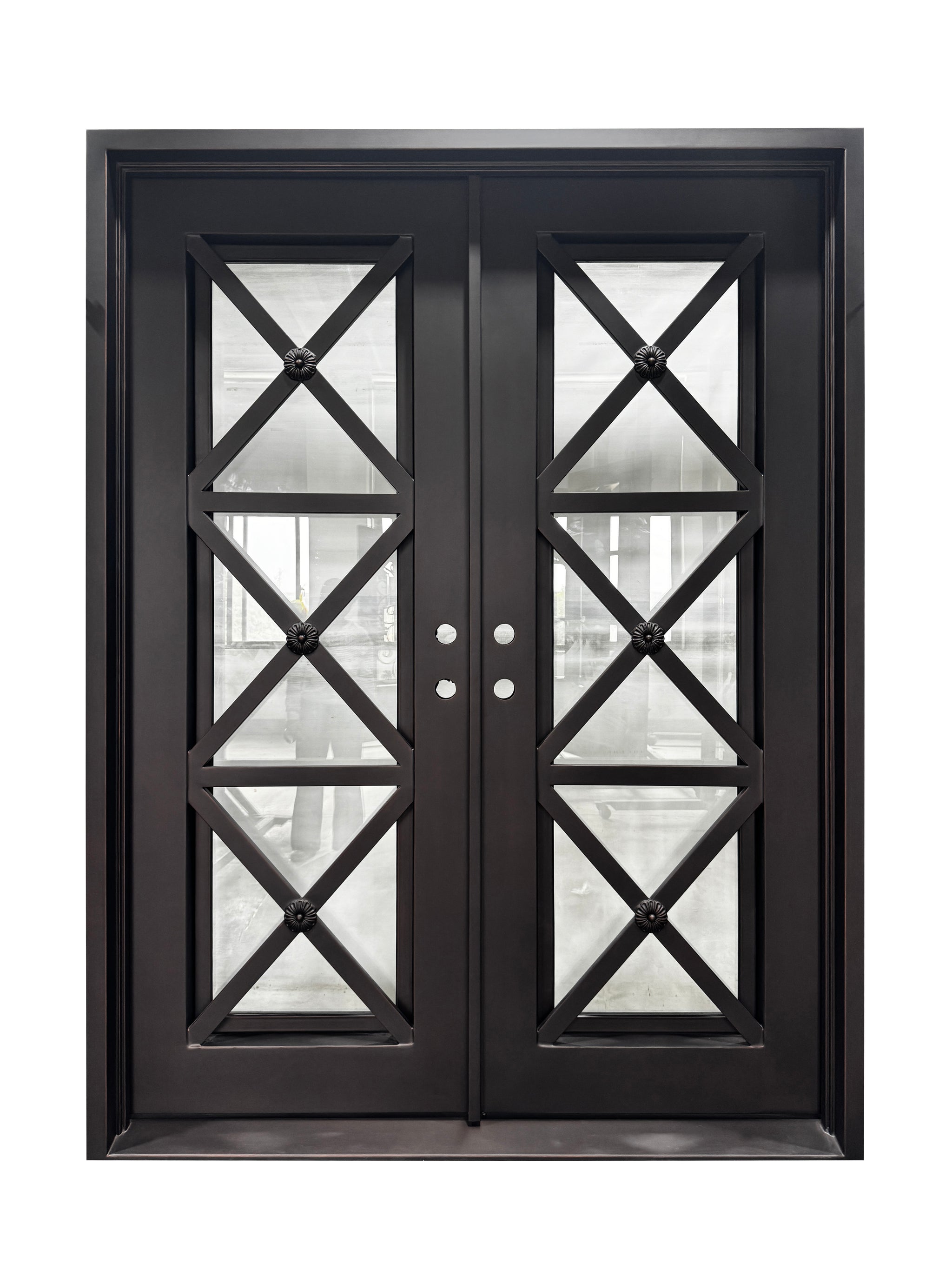 Exterior Wrought Iron Double Entry Door with Double Operable Insulatio