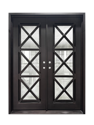 Exterior Wrought Iron Double Entry Door with Double Operable Insulation Glass, HAD2505-10