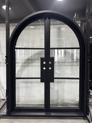 Exterior Wrought Iron Double Entry Door with Operable Insulation Glass, HAD2505-F3