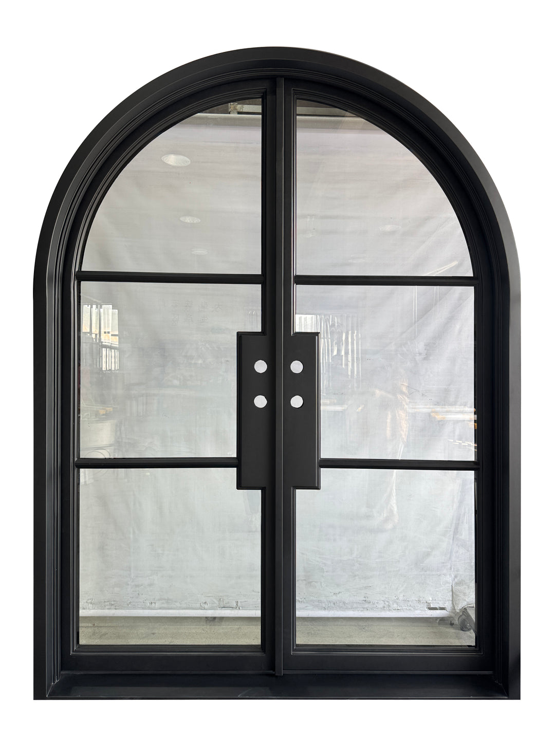 Exterior Wrought Iron Double Entry Door with Operable Insulation Glass