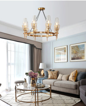 Gold Brass Iron Frame with Crystal Glass Chandelier, HLC0060