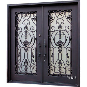 Exterior Wrought Iron Double Entry Door with Double Operable Insulation Glass HSD005