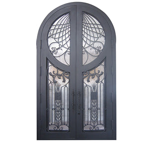 76''x120'' Exterior Wrought Iron Double Entry Door with Double Operable Insulation Glass HAD0618