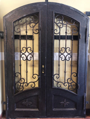 68''x96'' Brand New Exterior Wrought Iron Double Entry Door with Double Operable Insulation Glass, SP001