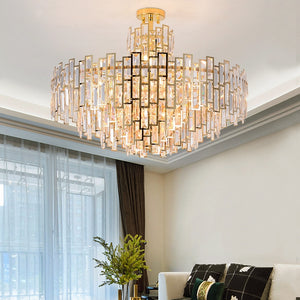 Crystal Chandelier with Golden Stainless Steel Frame-1