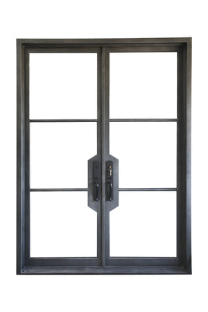 Modern Exterior Wrought Iron Double Entry Door with Double Insulation Glass, HSD025-1