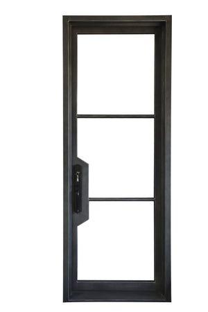 Exterior Wrought Iron Single Entry Door with Double Operable Insulation Glass, Top-rated, HSDS026