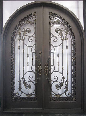 Exterior Wrought Iron Double Entry Door with Double Operable Insulation Glass, H004