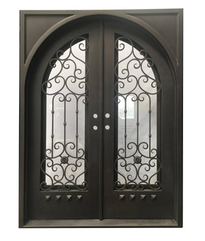 72"x96" Exterior Wrought Iron Double Entry Door with Double Operable Insulation Glass, H009