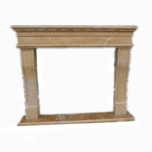 H100F-10 Polished Beige Limestone Fireplace Mantel, 67''Lx55''Hx11.8''D