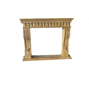H100F-9 Polished Beige Travertine Fireplace Mantel, 67''Lx55''Hx11.8"D-1