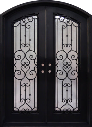 72"x96" Exterior Wrought Iron Double Entry Door with Double Operable Insulation Glass, HR004