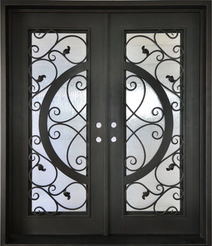 Exterior Wrought Iron Double Entry Door with Double Operable Insulation Glass, FWSD38