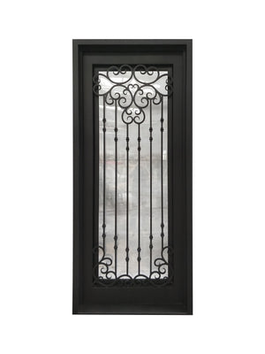Exterior Wrought Iron Single Entry Door with Double Operable Insulation Glass, Top-rated, HSS019