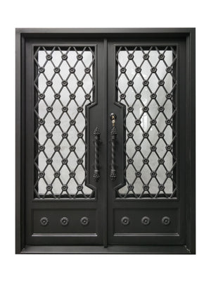 Exterior Wrought Iron Double Entry Door with Double Operable Insulation Glass, HSD005-1