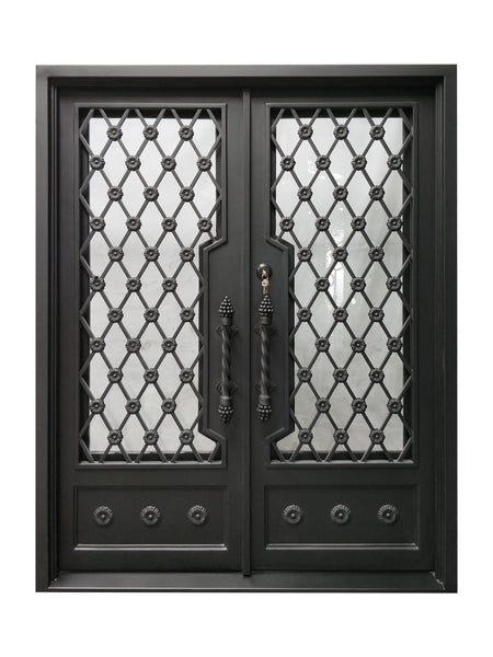 Exterior Wrought Iron Double Entry Door with Double Operable Insulatio