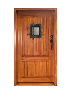 Exterior Wrought Iron Single Entry Door with Window, Top-rated, HDS020