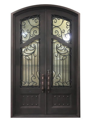 64''x80'' Exterior Wrought Iron Double Entry Door with Double Operable Insulation Glass, HAD016-1