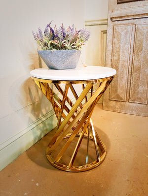 Popular Marble Top Side Table with Stainless Steel Frame, SST0068
