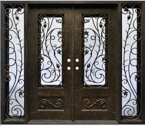 100"x 108" Exterior Wrought Iron Double Entry Door with Double Operable Insulation Glass, SL006