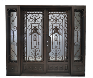 100"x 108" Exterior Wrought Iron Double Entry Door with Double Operable Insulation Glass, SL008