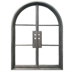 Modern Exterior Wrought Iron Double Entry Door with Double Insulation Glass, HAD052