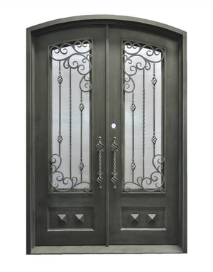 Exterior Wrought Iron Double Entry Door with Double Operable Insulation Glass, HAD001