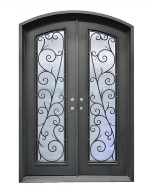 Exterior Wrought Iron Double Entry Door with Operable Insulation Glass, HAD002-1