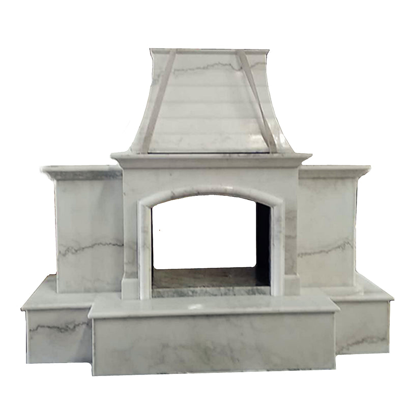 84x99 Luxury Outdoor Stone Fireplace, Nature Outside Marble, Double