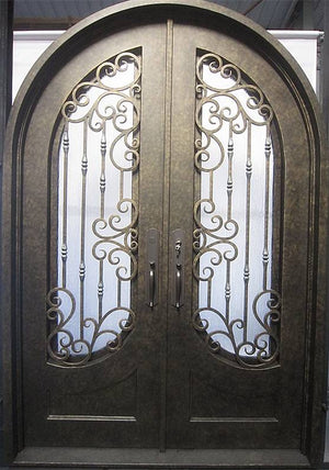Exterior Wrought Iron Double Entry Door with Double Operable Insulation Glass, H006