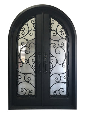 Exterior Wrought Iron Double Entry Door with Double Operable Insulation Glass, HAD012-1