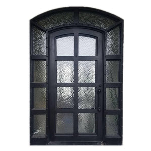 Exterior Wrought Iron Single Entry Door with Double Operable Insulation Glass, Top-rated, HAS0827