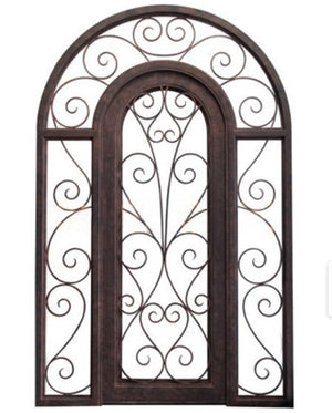 Exterior Wrought Iron Single Entry Door with Double Operable Insulation Glass, Top-rated, HAS0703