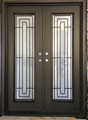Exterior Wrought Iron Double Entry Door with Double Operable Insulation Glass, HAD0607