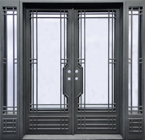 Custom Good Design Exterior Wrought Iron Double Entry Door with Double Operable Insulation Glass, HADS0910