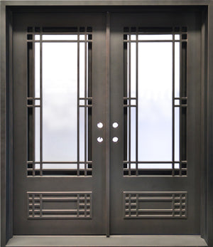 Exterior Wrought Iron Double Entry Door with Double Operable Insulation Glass, HAD0911
