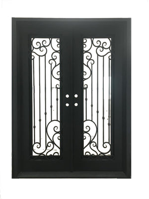 Exterior Wrought Iron Double Entry Door with Double Operable Insulation Glass, HSD922