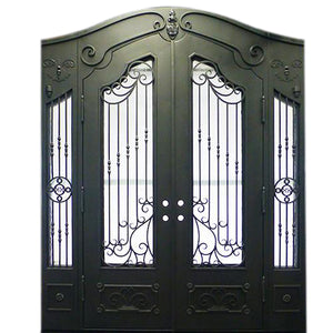 94"x 106" Exterior Wrought Iron Double Entry Door with Double Operable Insulation Glass, HADS0915