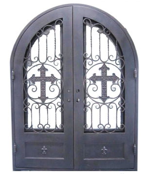 Exterior Wrought Iron Double Entry Door with Double Operable Insulation Glass, HSD1026