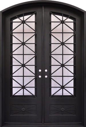 Outdoor Wrought Iron Double Entry Door with Operable Insulation Glass, HAD1021