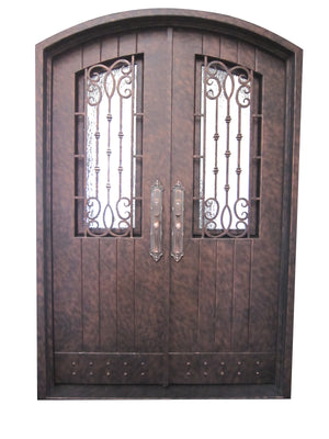Exterior Wrought Iron  Entry Door with Double Operable Insulation Glass, HAD015