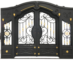100"x 108" Exterior Wrought Iron Double Entry Door with Double Operable Insulation Glass, HADS0923